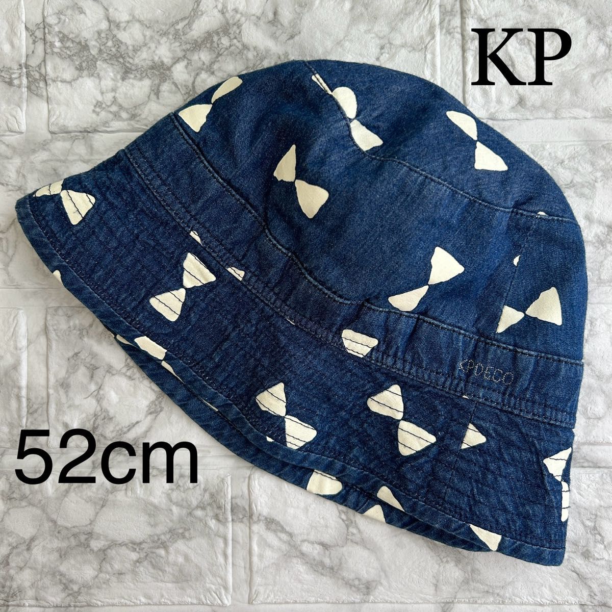 KP DECO ニットプランナー デニム リボン柄 ハット 帽子 52cm