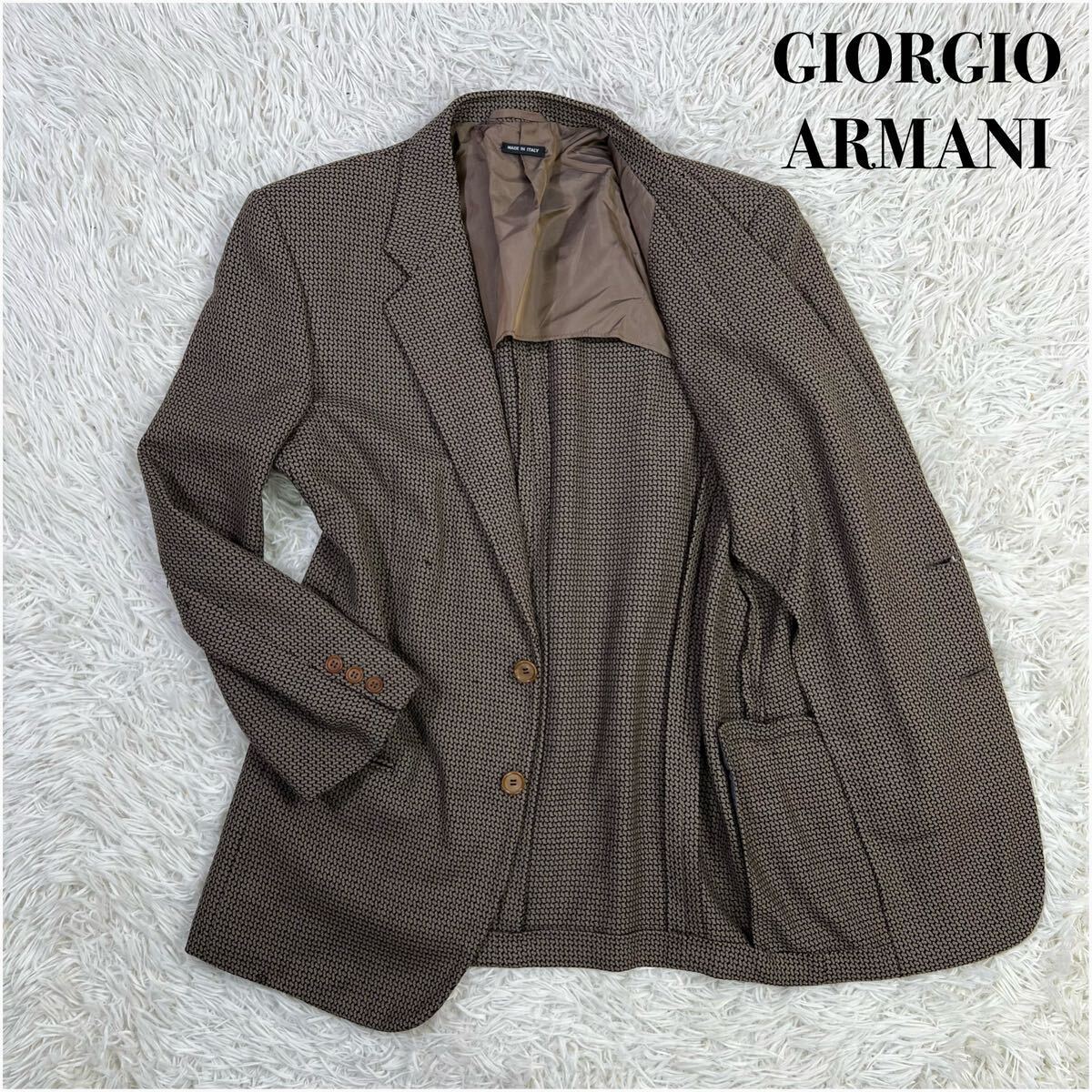 定価20万 美品 GIORGIO ARMANI ジョルジオアルマーニ 2Bテーラードジャケット 黒タグ ピュアニューウール 48_画像1