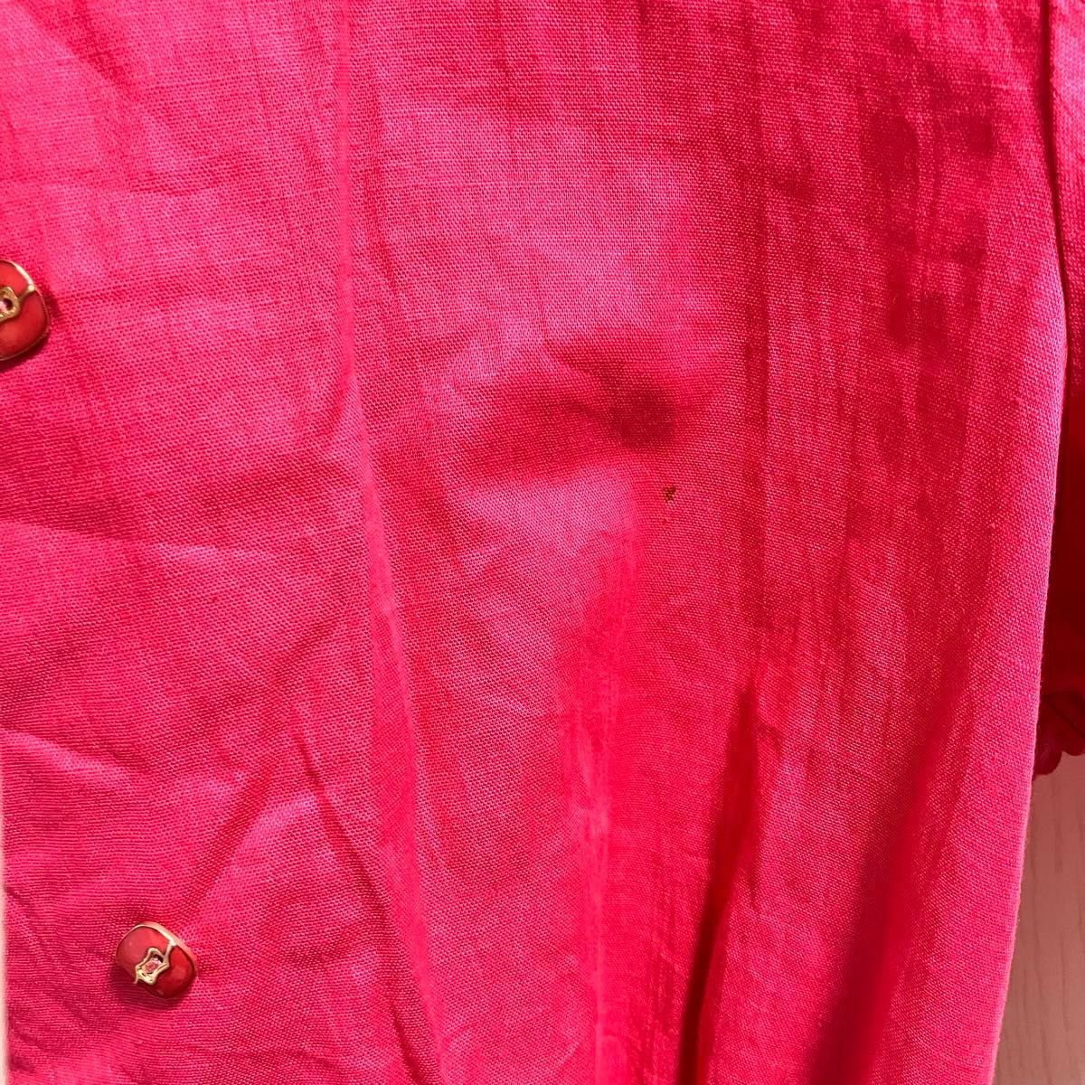 ワンピース　半袖　ピンク　ベルト付き　13号　Lサイズ　古着　日本製　未使用品