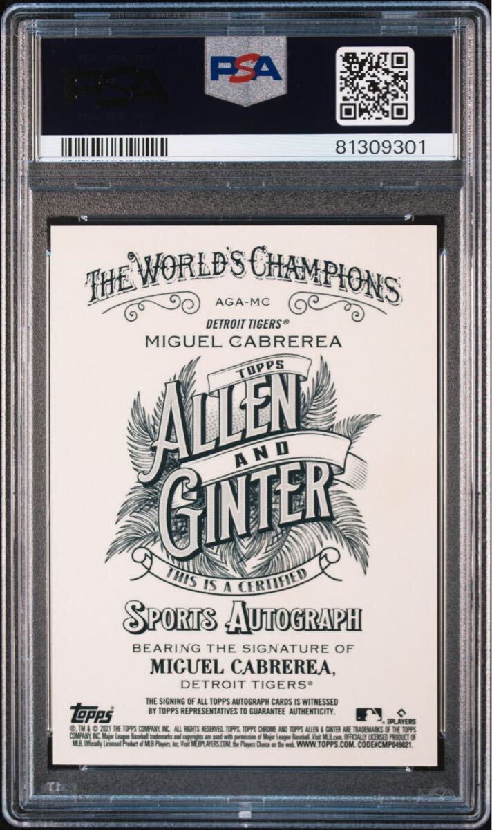 2021 Topps Allen & Ginter Chrome Miguel Cabrera Auto ミゲル・カブレラ 直筆サインカード PSA9の画像2