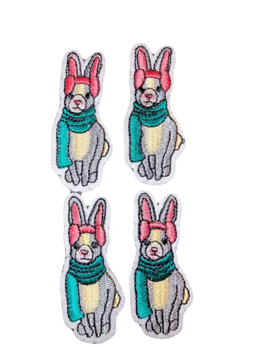 うさぎ ウサギ  アイロンワッペン 刺繍 ワッペン 動物 4枚セット