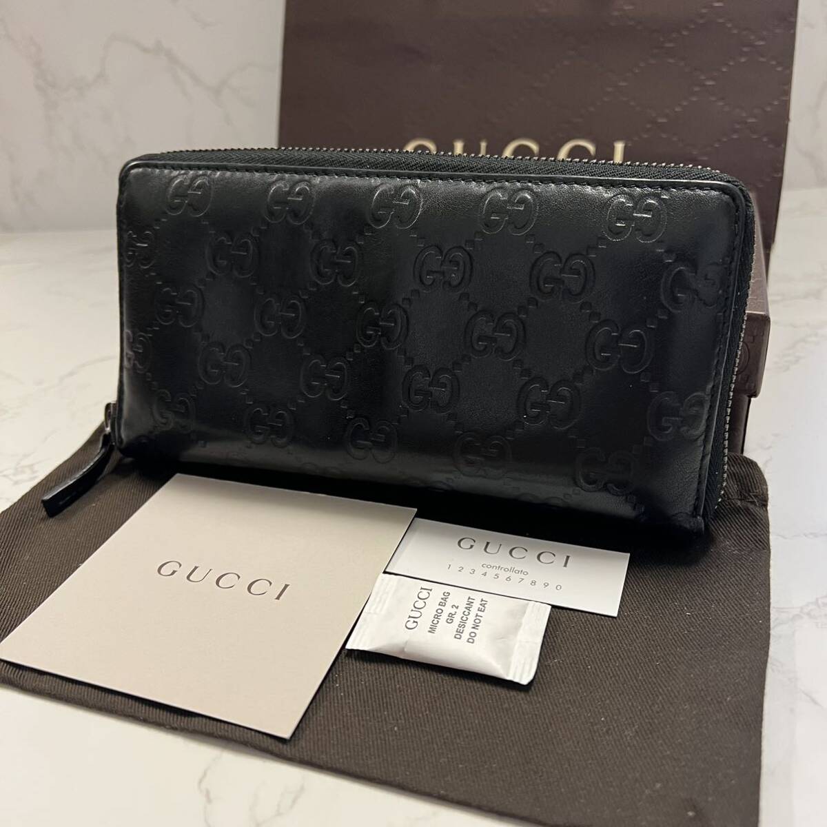 グッチ　GUCCI 財布　長財布　シマレザー　ラウンドファスナー　メンズ_画像1