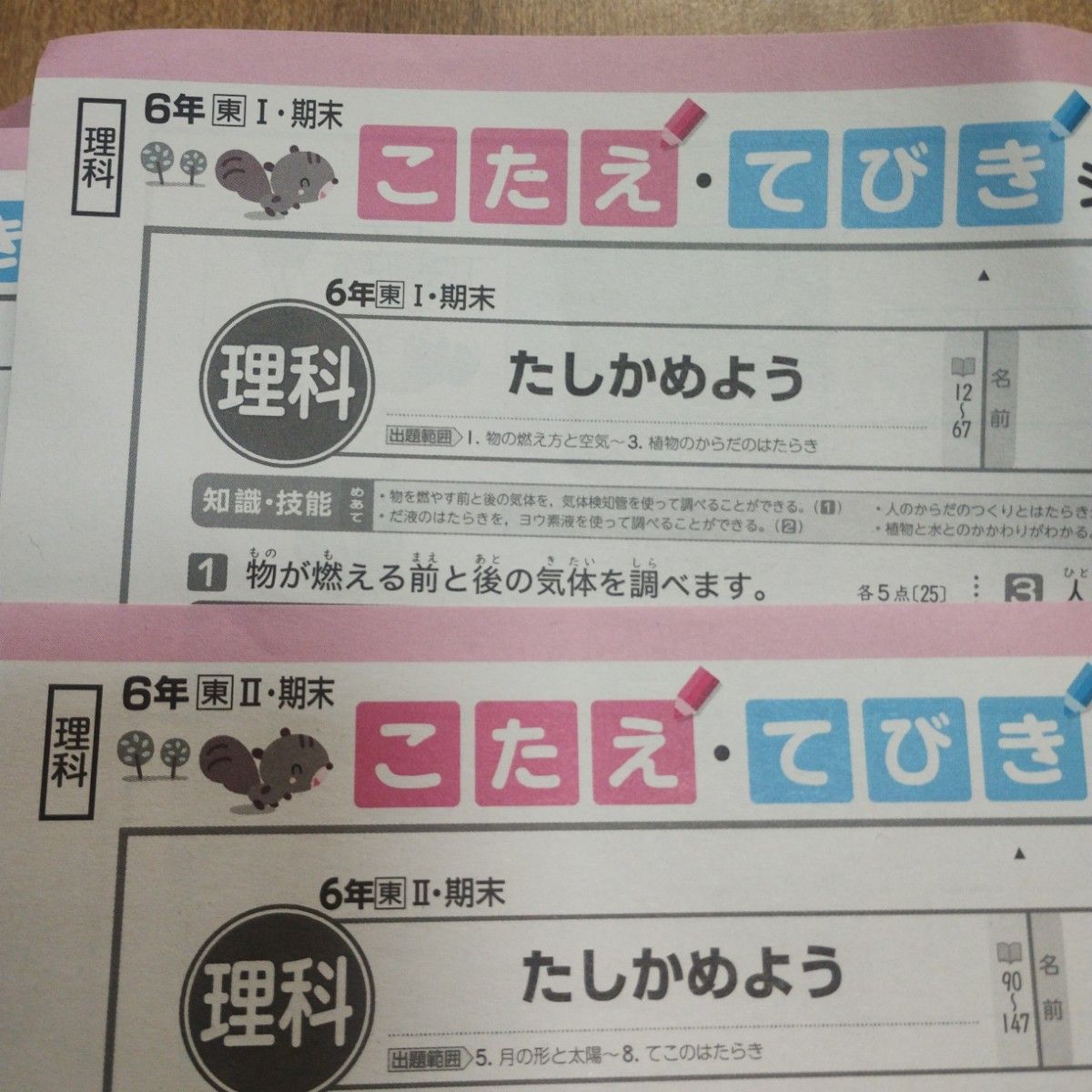 カラーテスト 小学6年 理科 こたえ・てびきシート 令和3年度 カラーテスト 小学6年 理科 こたえ・てびきシート 令和3年度