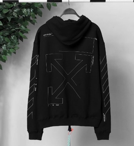 OFF WHITE オフホワイト トップス パーカー コットン メンズ レディース シンプル カジュアル ブラック Ｍの画像2