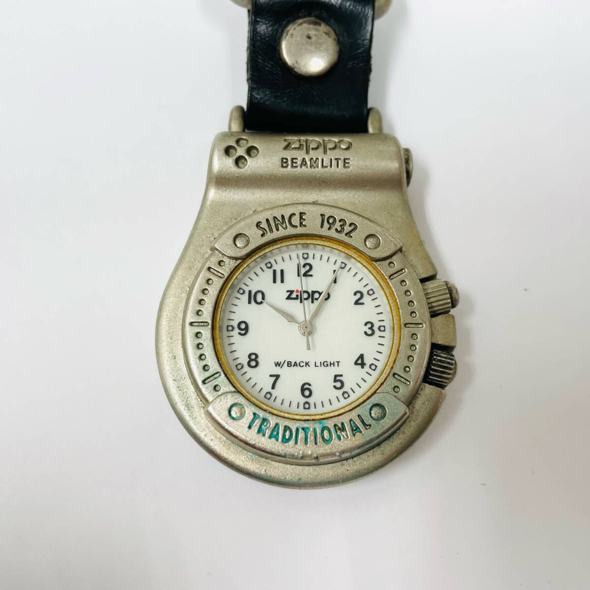 C-04133SI 【1円スタート】 ZIPPO ジッポ 時計付 キーホルダー BEAMLITE HANGING WATCH ポケットウォッチ QZ シルバー 不動の画像3