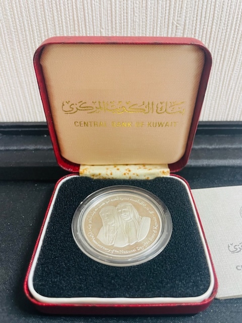 CALL1 アンティークコイン コイン 銀貨 KUWAIT 1976 15th ANNIVERSARY 2 DINARS SILVER PROOF クウェート2ディナールの画像2