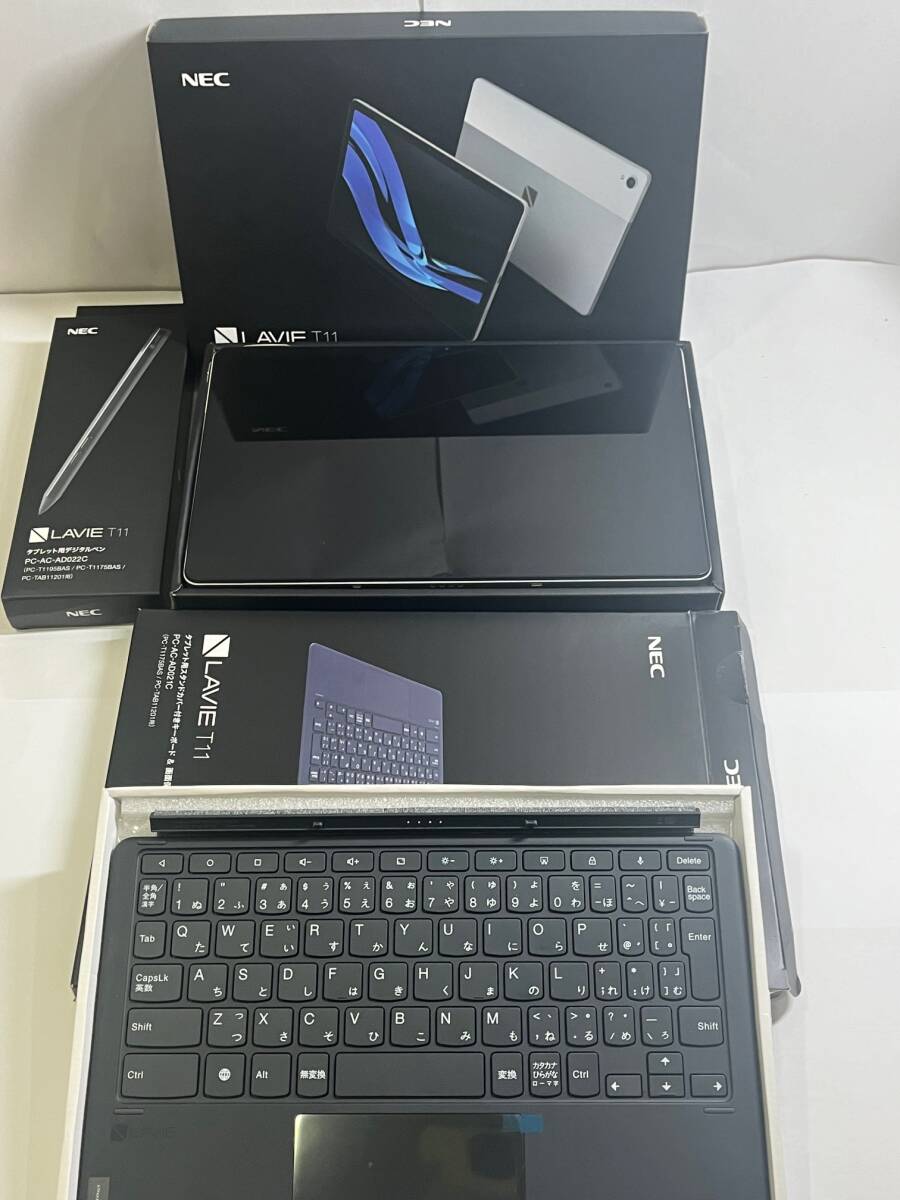 Y-424Y 【1円スタート】【中古】 NEC Lavie T11 本体/キーボード/タッチペンセット 通電動作未確認 充電器なし 部品取り ジャンク扱いの画像1