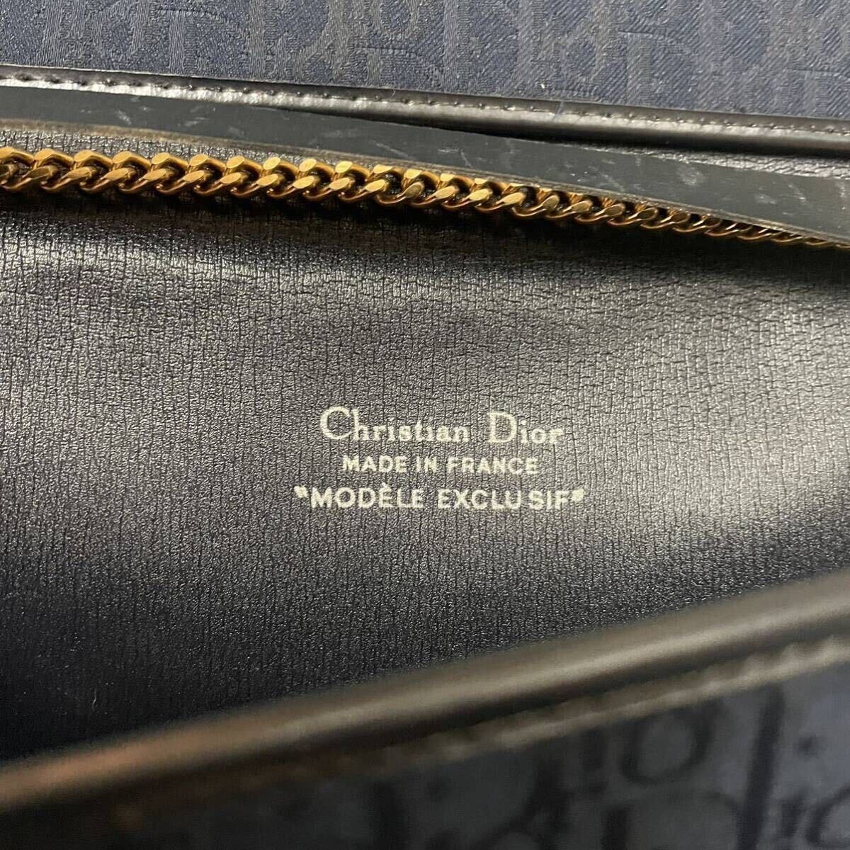 Christian Dior クリスチャン ディオール　チェーン　　　ショルダーバッグ　トロッター柄　ネイビー　ヴィンテージ_画像4