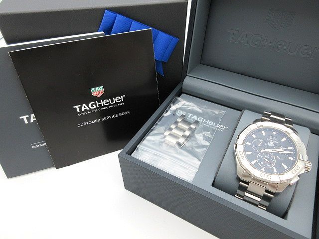 ☆TAG HEUER タグホイヤー CAY1110-0 アクアレーサー クロノグラフ デイト クォーツ ブラック文字盤 メンズ腕時計 中古 現状稼働品☆の画像1