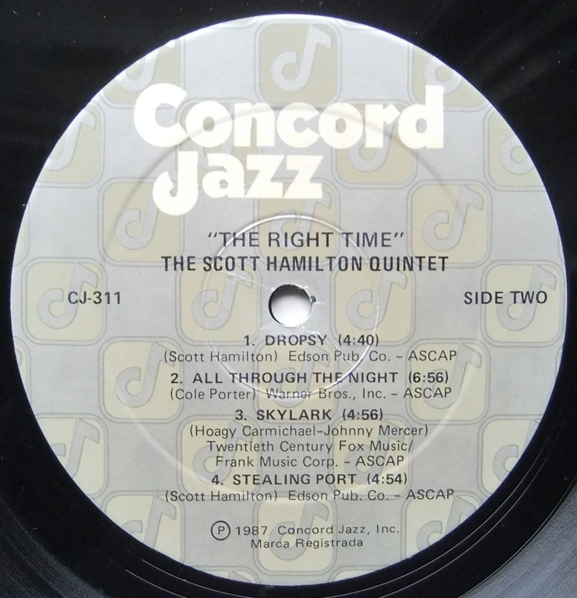 ◆ SCOTT HAMILTON Quintet / The Right Time ◆ Concord Jazz CJ-311 ◆ Vの画像4