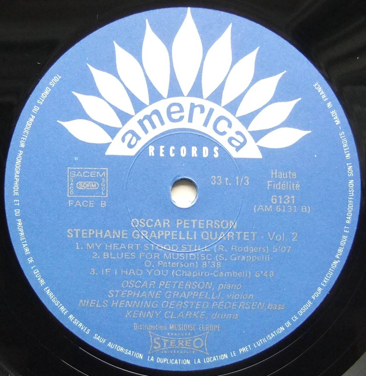 ◆ OSCAR PETERSON - STEPHANE GRAPPELLI Quartet featuring NIELS O.H.PEDERSEN - KENNY CLARK Vol.2 ◆ America AM 6131 (France) ◆_画像6
