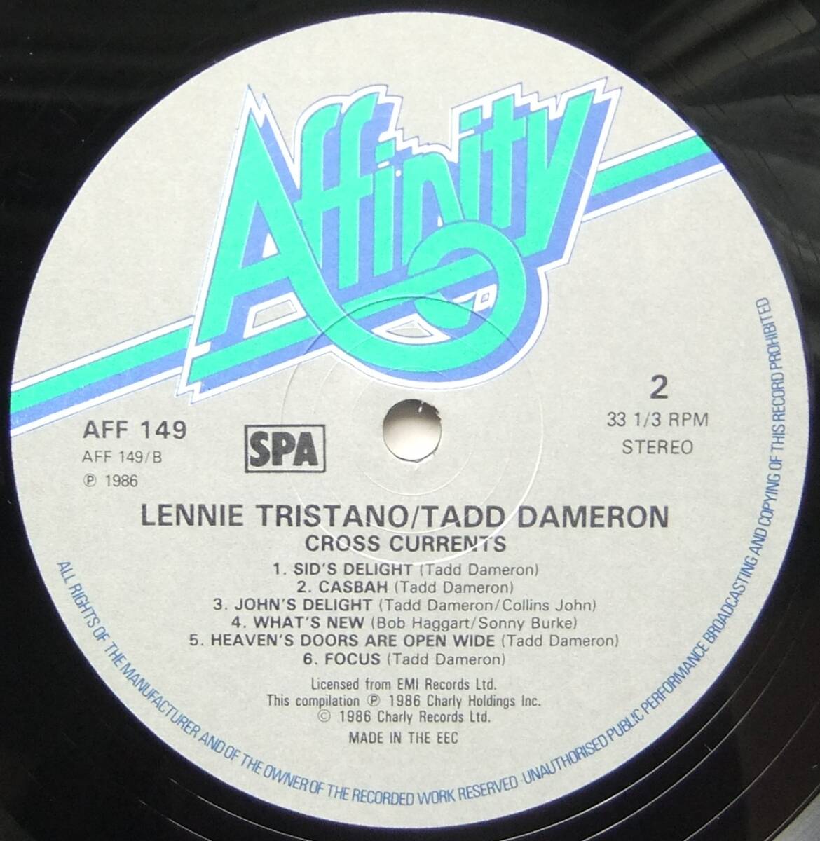 ◆ LENNIE TRISTANO - TADD DAMERON / Crosscurrents ◆ Affinity AFF 149 (England) ◆_画像4