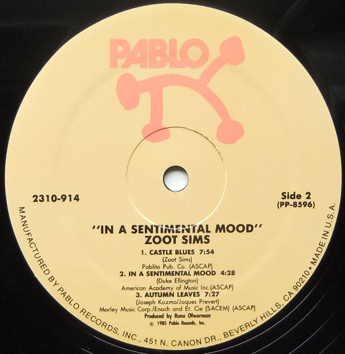 ◆ ZOOT SIMS / In a Sentimental Mood ◆ Pablo 2310-914 ◆の画像4