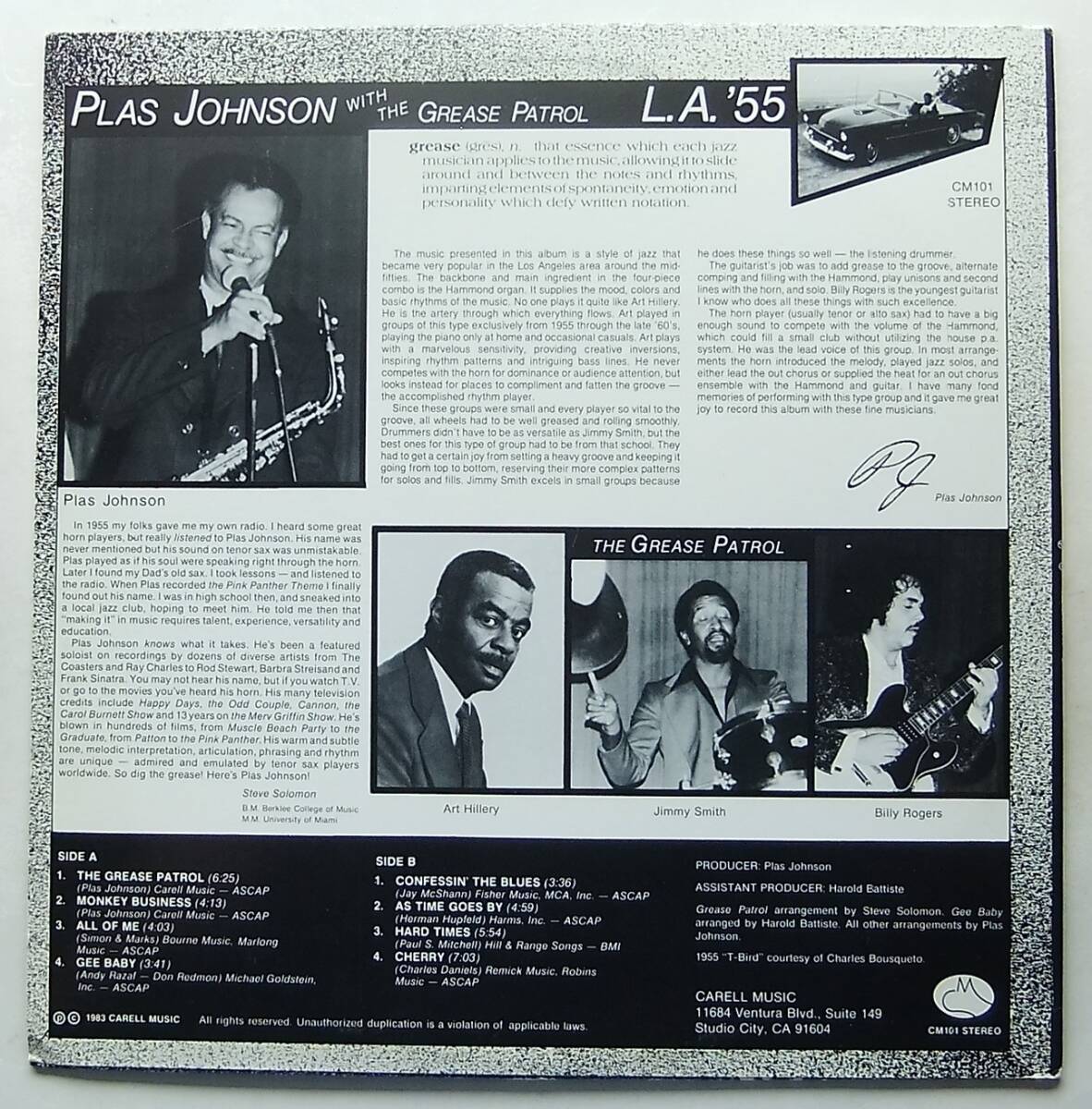 ◆ PLAS JOHNSON / L.A. '55 ◆ Carell Music CM 101 ◆の画像2