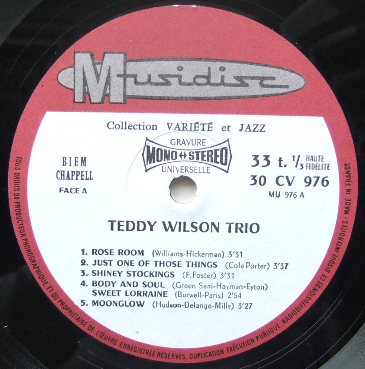 ◆ TEDDY WILSON And His Trio ◆ Musidisc CV 976 (France) ◆_画像3