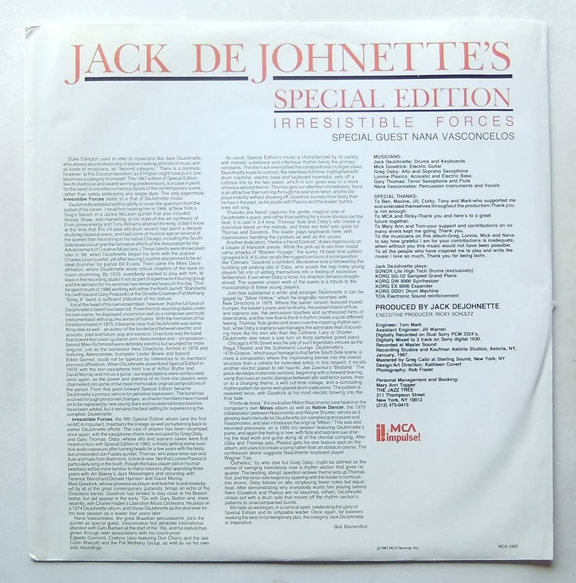 ◆ JACK DeJOHNETTE Special Edition / Irresistible Forces ◆ Impulse MCA-5992 ◆ V_画像6