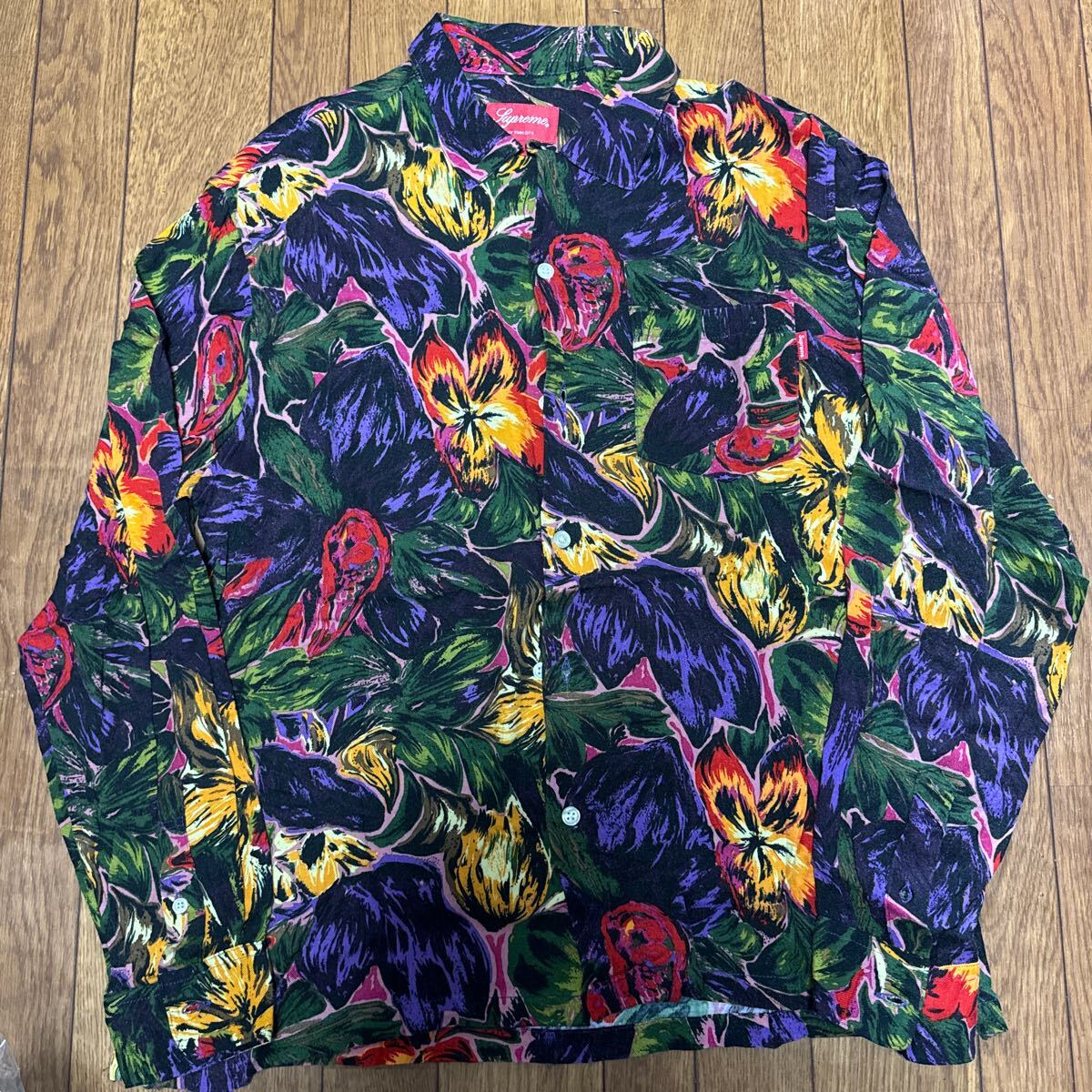 Supreme 17AW Painted Floral Rayon Shirt フローラルレーヨンアロハシャツ S_画像1