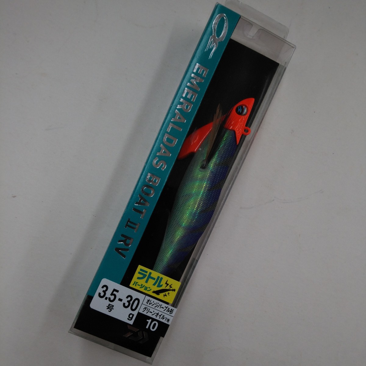 新品 ダイワ エメラルダス ボート2 RV ラトルバージョン 3.5号 30g グリーンオイル-オレンジパープル杉 ティップラン ボートエギング _画像1