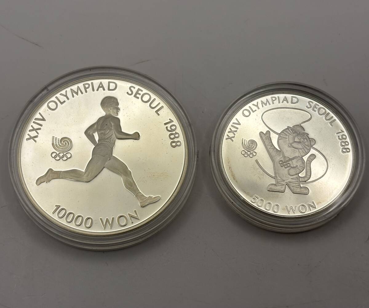 1988ソウルオリンピック記念プルーフ銀貨貨幣セット 10000ウォン 5000ウォン マラソン SV925 総重量50.43g★800管理番号の画像5