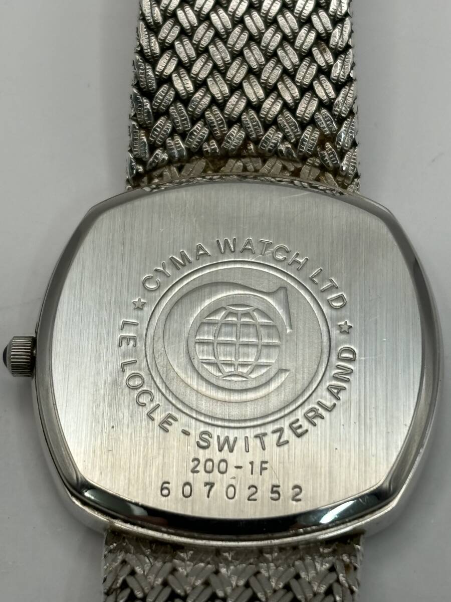 【不動品】定価約￥100,000【CYMA/シーマ】QZ 200-1F グレー文字盤 スクエア メンズ腕時計★576管理番号_画像4