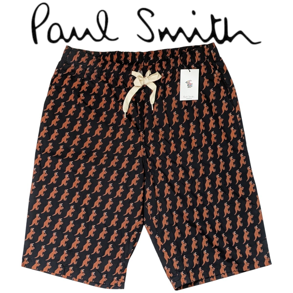 新品 Paul Smith ポールスミス ショートパンツ LL ディノ Dino 恐竜 メンズ ルームウェア 総柄 ラウンジウェア_画像1