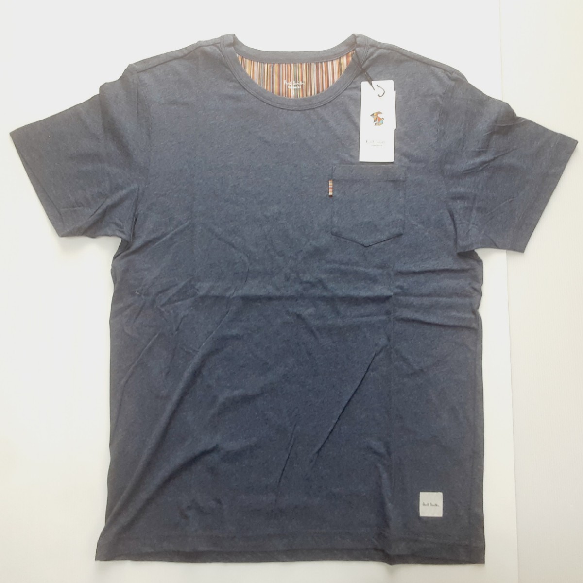 新品 ポールスミス Paul Smith 半袖上下セット L マルチストライプ Uネック ブルー Tシャツ ショートパンツ LOUNGE WEARの画像2