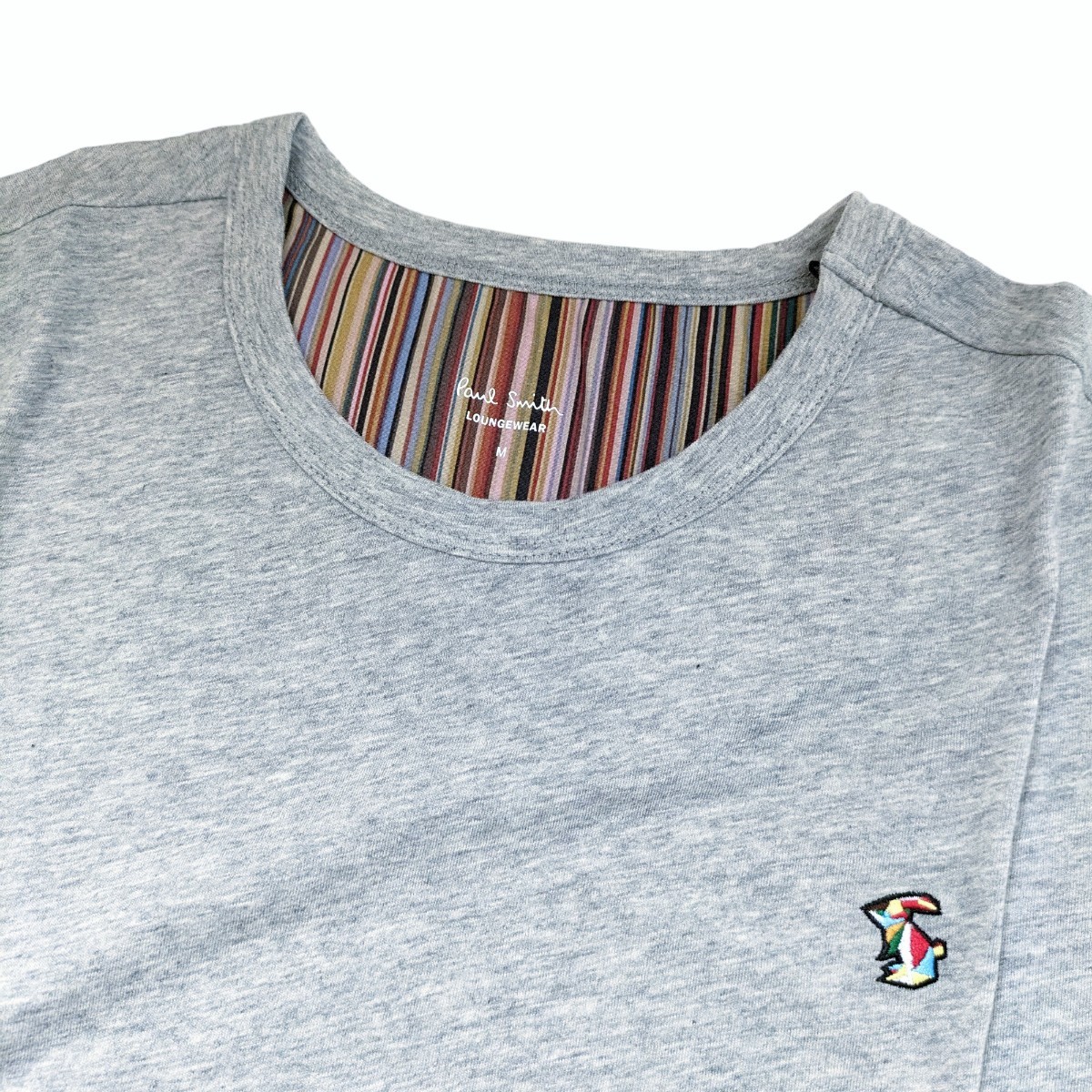  новый товар Paul Smith Paul Smith футболка с длинным рукавом M мульти- полоса кролик заяц трикотажный джемпер с длинным рукавом серый .