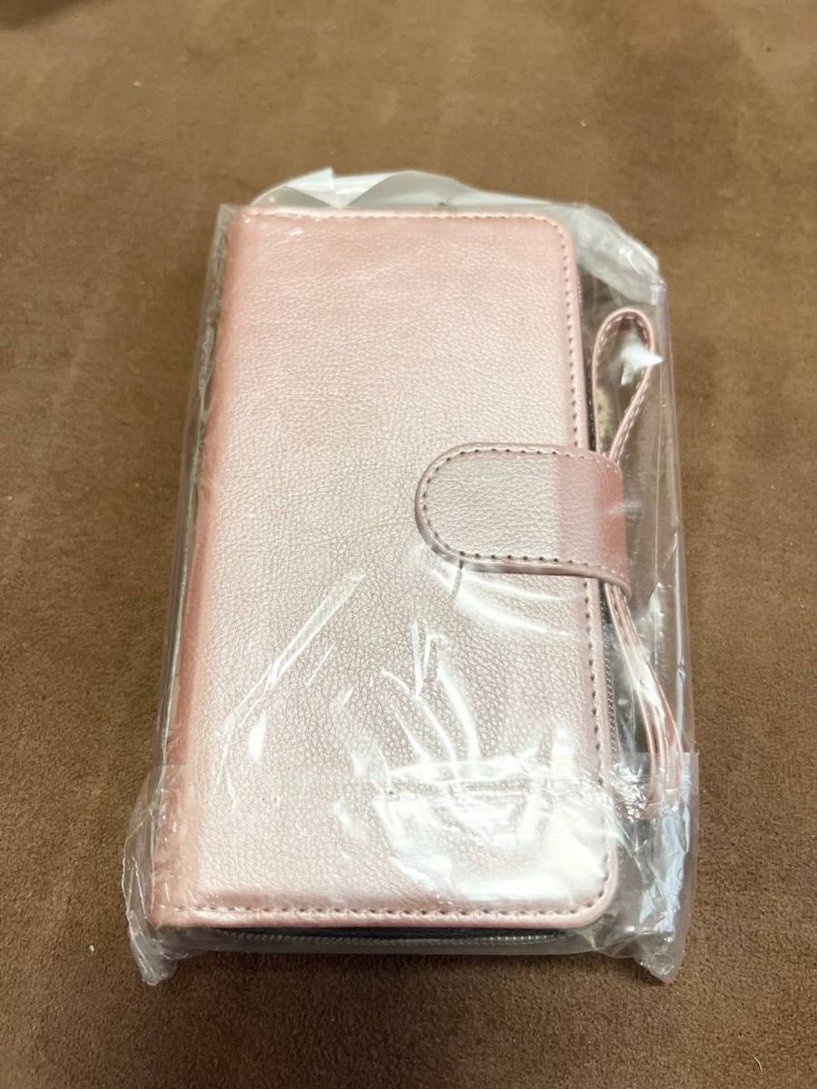 人気　手帳型 スマホケース　カード収納　お財布　iPhone12 / 12pro ピンク　小銭入れ　ファスナー付き