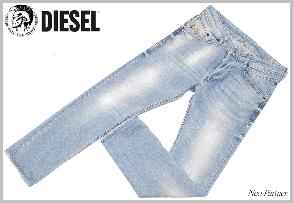 定価3万円 美品 DIESEL ディーゼル BELTHER 0839G アイスウォッシュ スリムテーパード ストレッチ デニムパンツ ジーンズ W28 メンズ_画像1