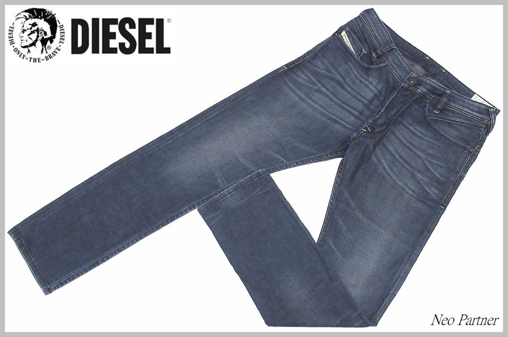 即決 美品 DIESEL ディーゼル IAKOP 0883E スリムテーパード ストレッチ インディゴ デニムパンツ ジーンズ 濃紺 W31 正規品 メンズの画像1