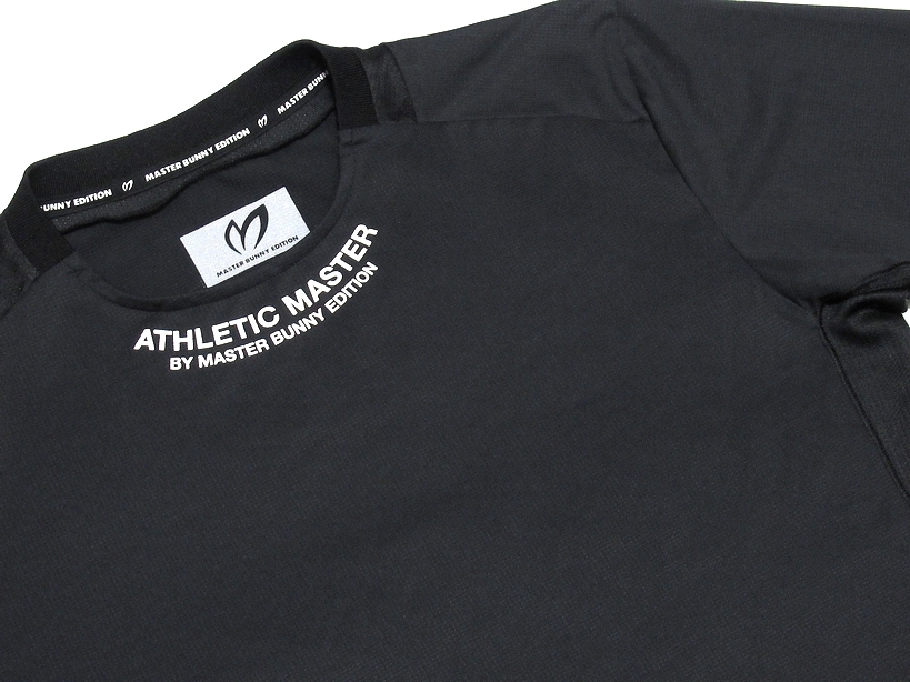 即決 美品 マスターバニーエディション パーリーゲイツ ゴルフ ATHLETIC MASTER ロゴプリント 半袖Tシャツ ブラック 5 日本製 メンズ_画像3