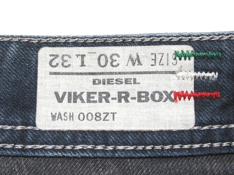 イタリア製 美品 DIESEL ディーゼル VIKER-R-BOX 008ZT ヴィンテージ加工 ストレート インディゴ デニムパンツ ジーンズ W30 正規品 メンズの画像8