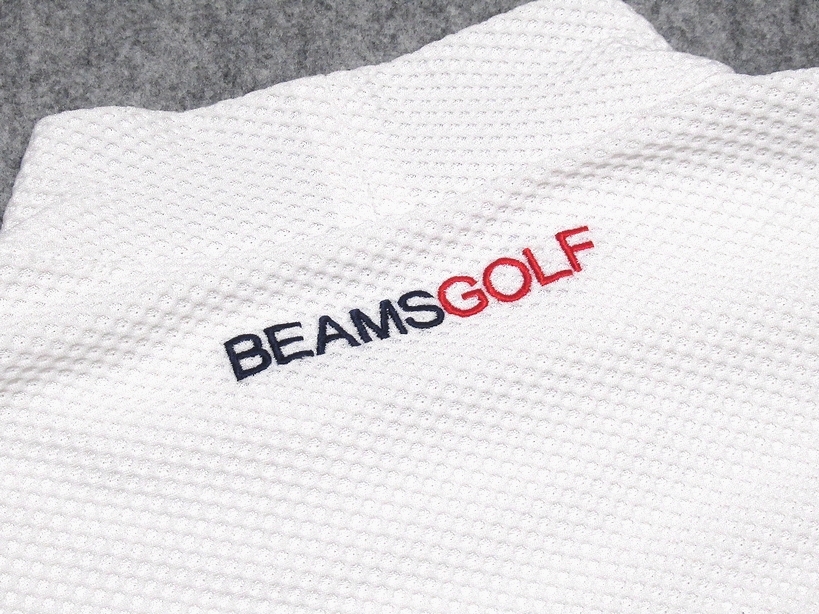 定価￥18,700 美品 BEAMS GOLF ビームスゴルフ タラッティ プラスリッチ 吸汗速乾 ストレッチ モックネックシャツ ホワイト L メンズ_画像6