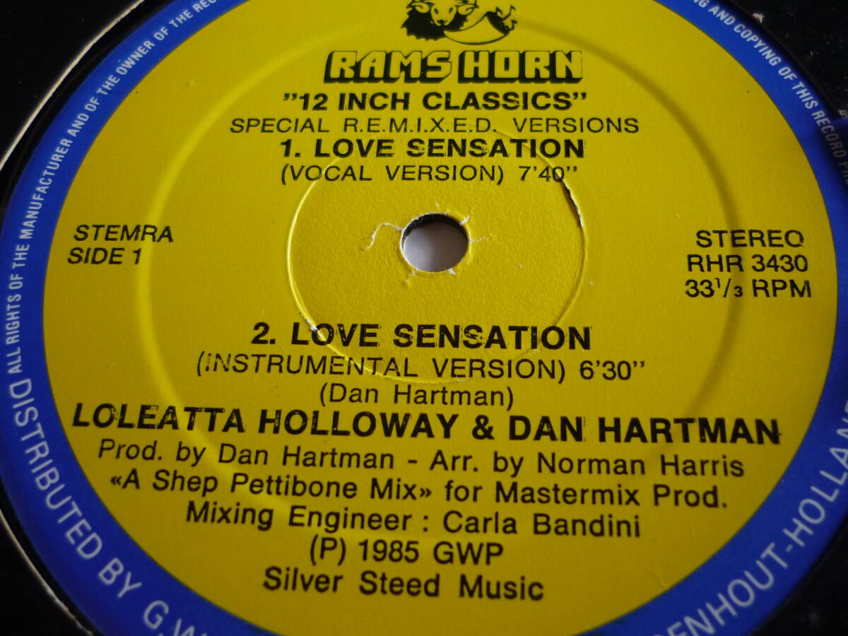 12インチ  LOLEATTA HOLLWAY & DAN HARTMAN / LOVE SENSATION(SPECIAL R.M.I.X.E.D VERSION)の画像2