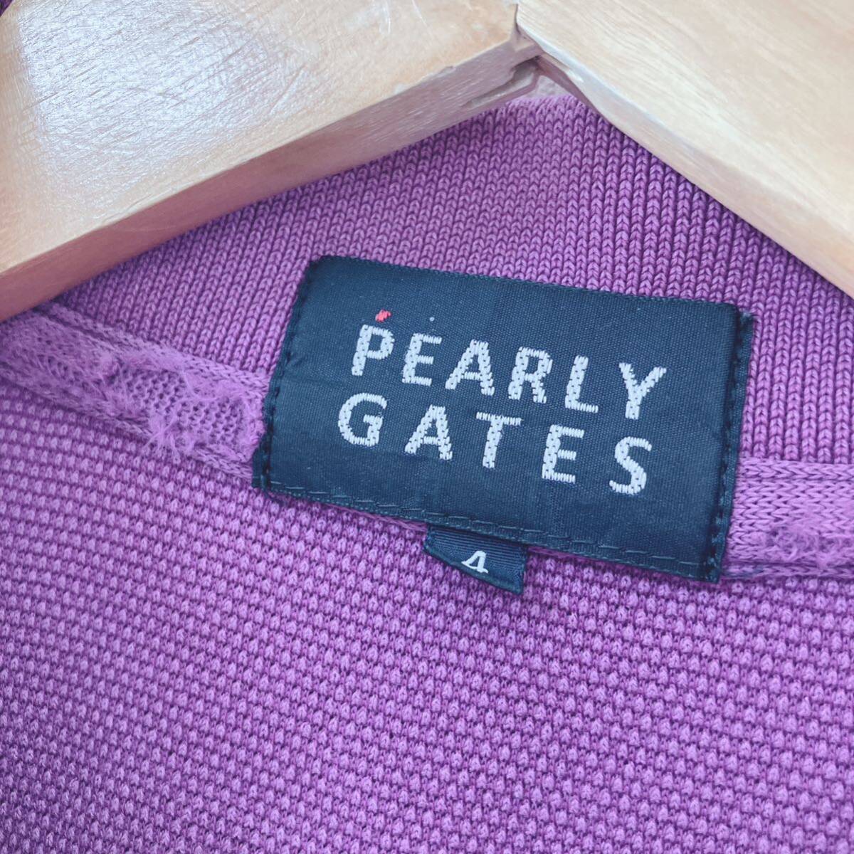 PEARLY GATES パーリーゲイツ ゴルフウェア golf ポロシャツ 半袖 総柄 スイカ パープル メンズ 4 M スポーツ 古着の画像3