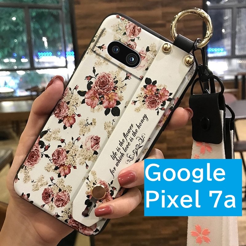 Pixel 7a 白花ベルト スマホケース(ゆうパケ)