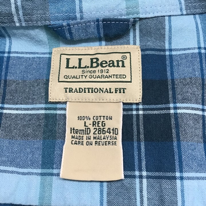 L.L.Bean 半袖シャツ チェック 青 ブルー系 US古着 LLBeanの画像6