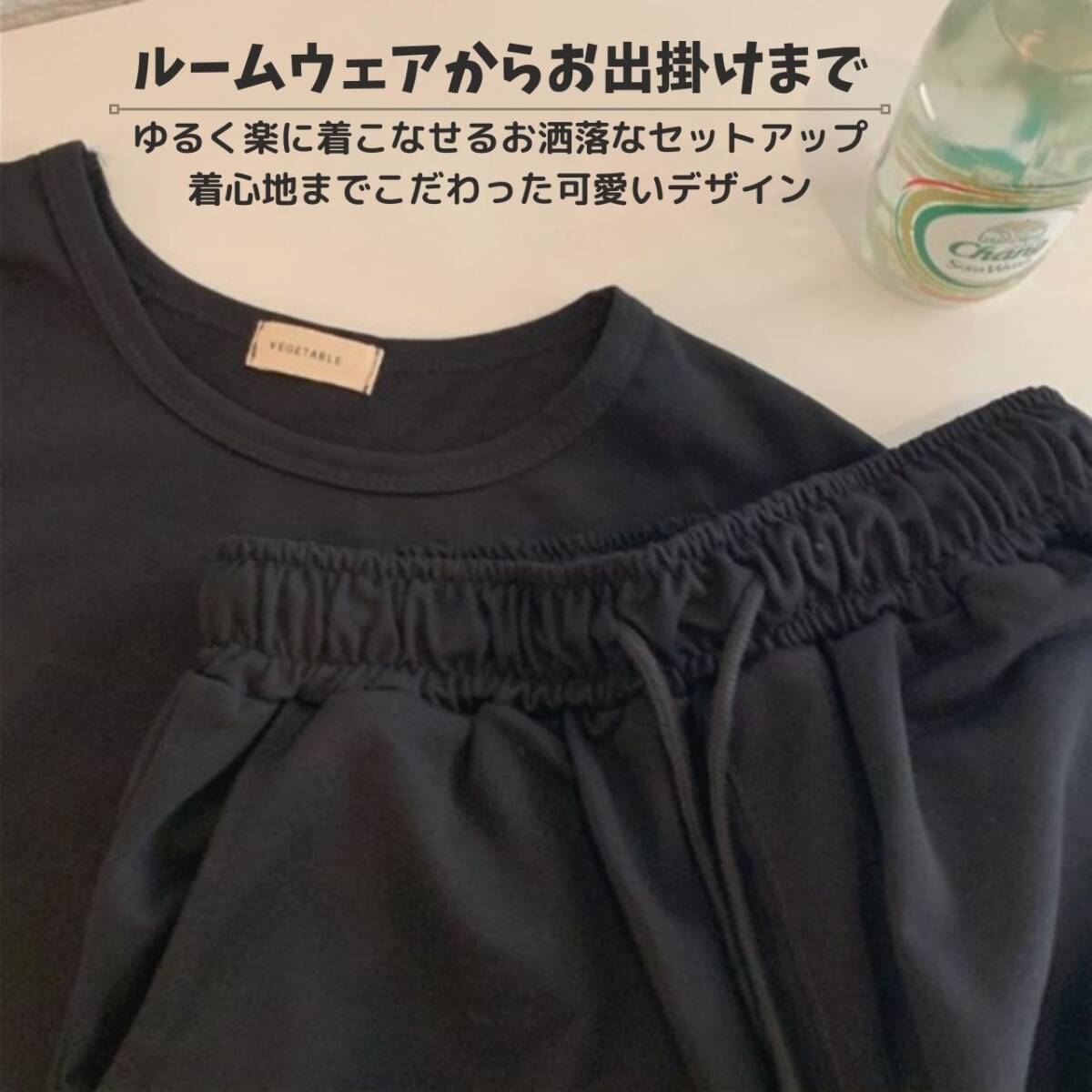 夏用セットアップ　ブラック　M　お得　Tシャツ　ハーフパンツ　おしゃれ　おすすめ_画像3