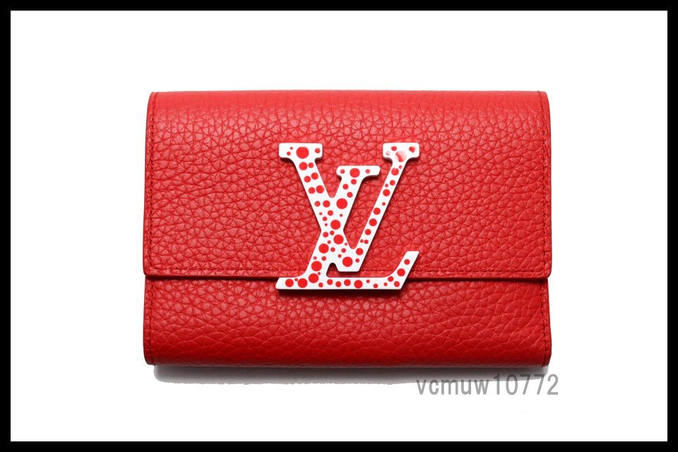 RFIDタグ近年希少美中古■LOUIS VUITTON LV×YK ポルトフォイユヴィクトリーヌ 草間彌生 レザー 3つ折り財布 ルイヴィトン■0404vv352-3D_画像1