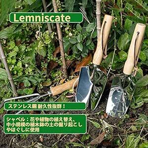 LEMNISCATE ガーデンツールセット 5点セット ステンレス鋼 木製ハンドル付き ガーデニング用品 盆栽 道具 家庭菜園用品の画像3