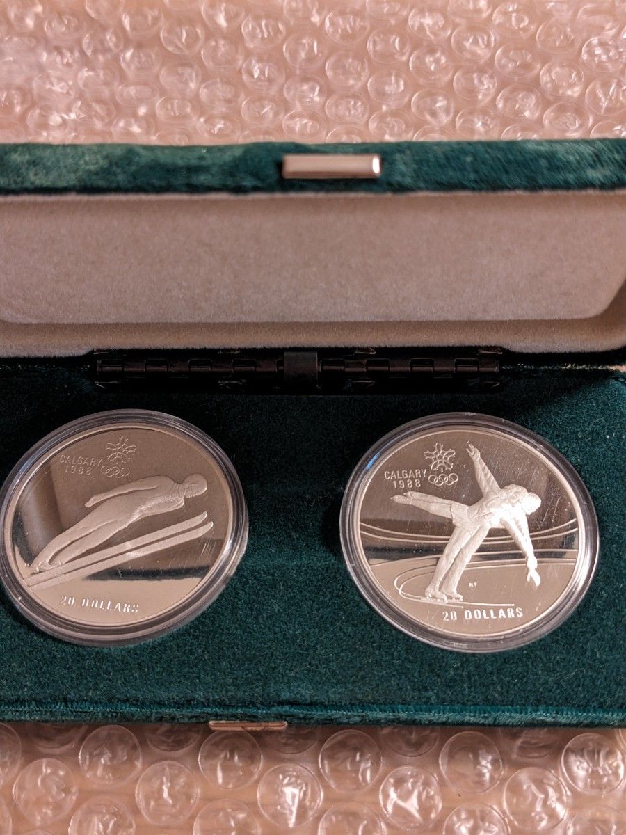 1988年カナダカルガリー冬季オリンピック記念銀貨 20ドル銀貨2枚 1988年カナダカルガリー冬季オリンピック記念銀貨 20ドル銀貨2枚