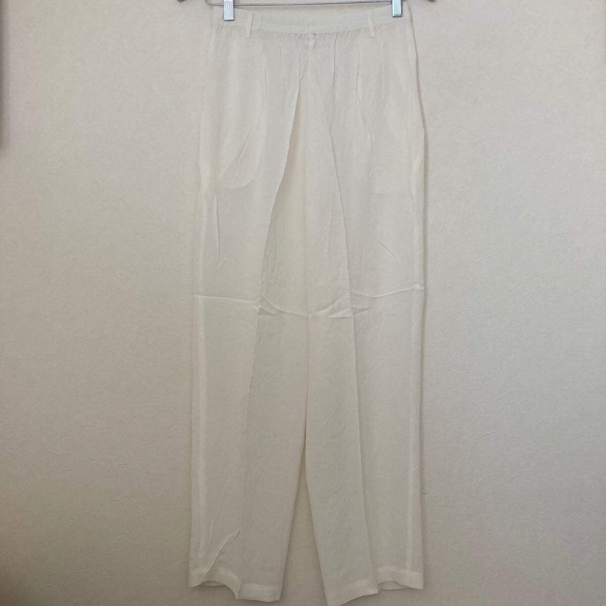 イージーパンツ メンズ ウエストゴム ボトムス ズボン パンツ フリーサイズ ホワイト 白 シルク100%_画像4