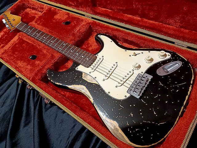 PracticalCustom Relic Old Black Startocaster Select Capacitor and Belden Wier レリックの画像1