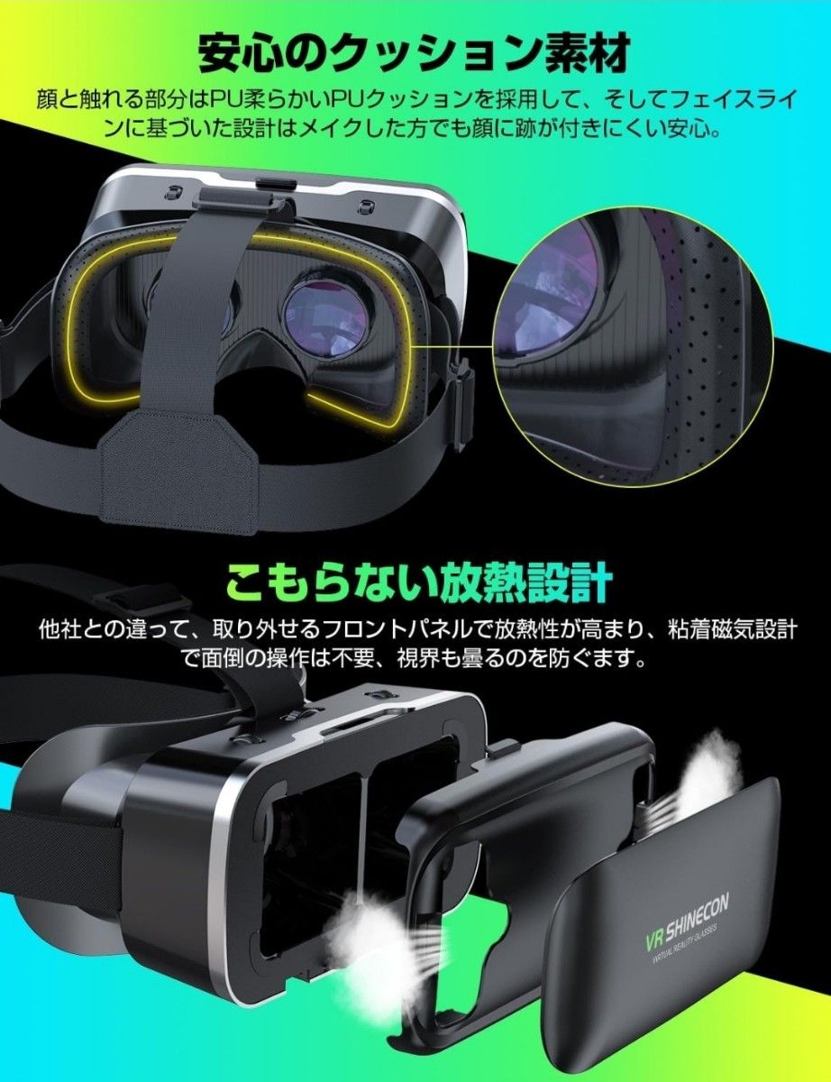 1点限り！ VR スマホ用 VRゴーグル 非球面光学レンズ ブルーライトカット  日本語説明書付