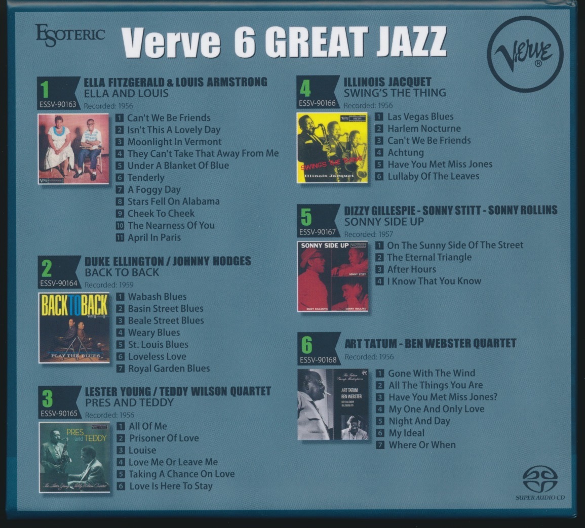 Verve 6 GREAT JAZZ: ESOTERIC SACD エソテリック ESSV-90163/8: エラ・フィツジェラルド; ルイ・アームストロング; ソニー・ロリンズ 他の画像9