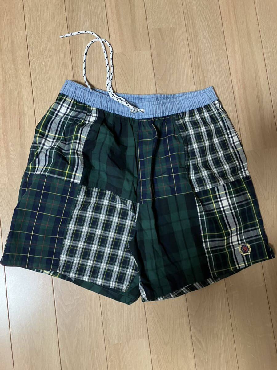 極美品　90s OLD TOMMYHILFIGER トミーヒルフィガー　オールドトミー　パッチワーク　ショーツ　trunks タータン　オンブレ　チェック_画像1