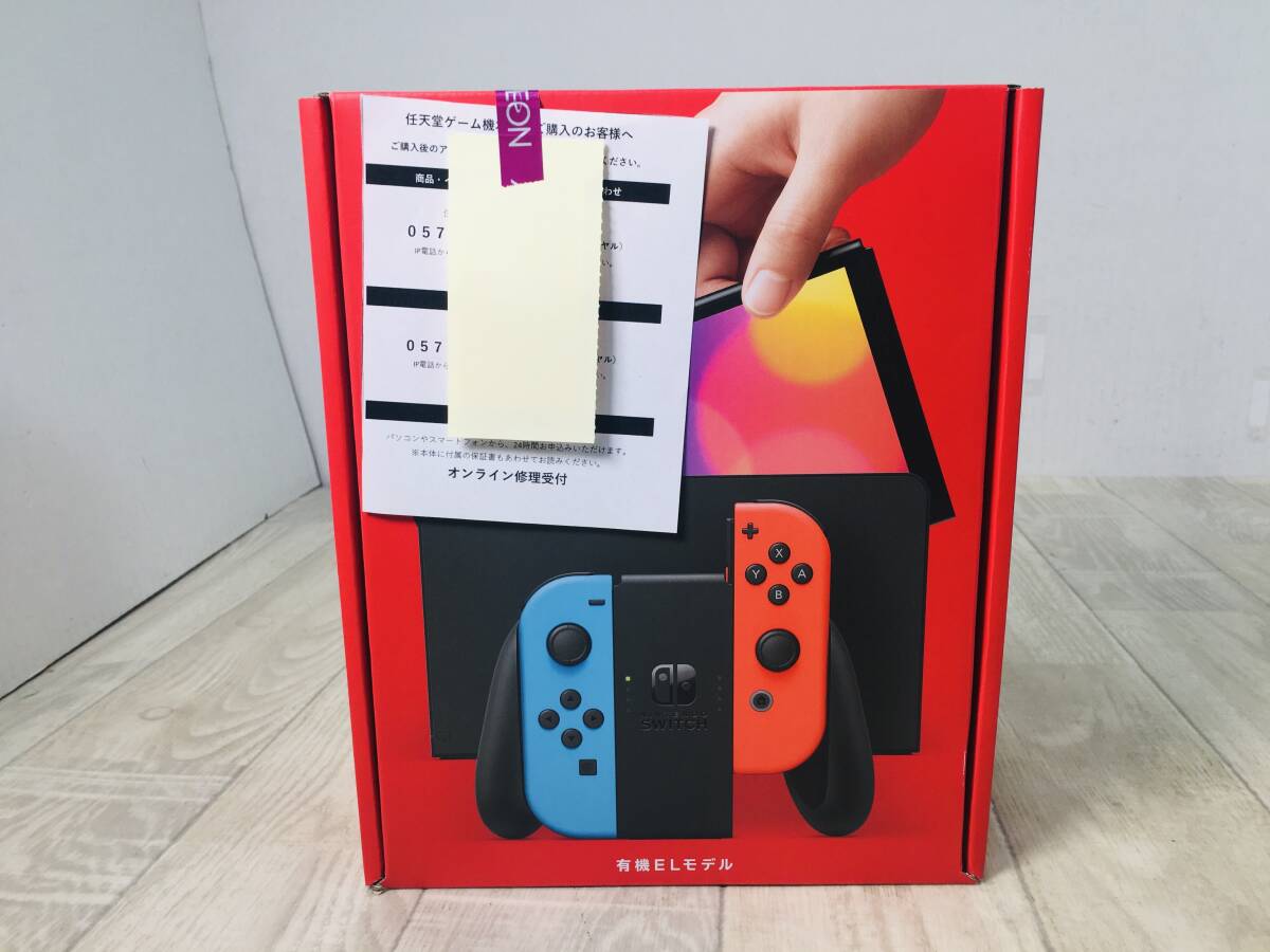 ★★未使用 Nintendo Switch(有機ELモデル) Joy-Con(L) ネオンブルー/(R) ネオンレッド 箱傷みの画像1