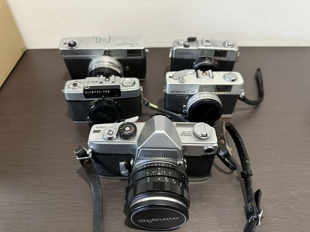 フィルムカメラ まとめ5台 MINOLTA OLYMPUS KONICA YASHICA オリペン SR-7 C35 35-ME 一眼レフ 動作未確認の画像1