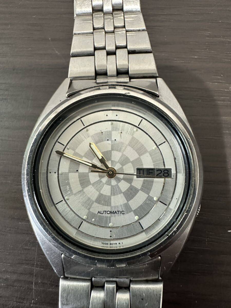 SEIKO セイコー セイコー5 デイデイト 自動巻き メンズ 腕時計 稼働 可動 7009-3180 AUTOMATIC 文字盤パーツ取れ ロゴなしの画像1