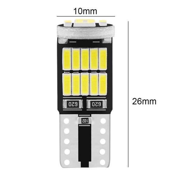 T10 LED ウェッジ バルブ ホワイト 6000K CANBUS キャンセラー ポジションランプ ナンバー灯 ルームランプ トランク灯 20個セット N519の画像4